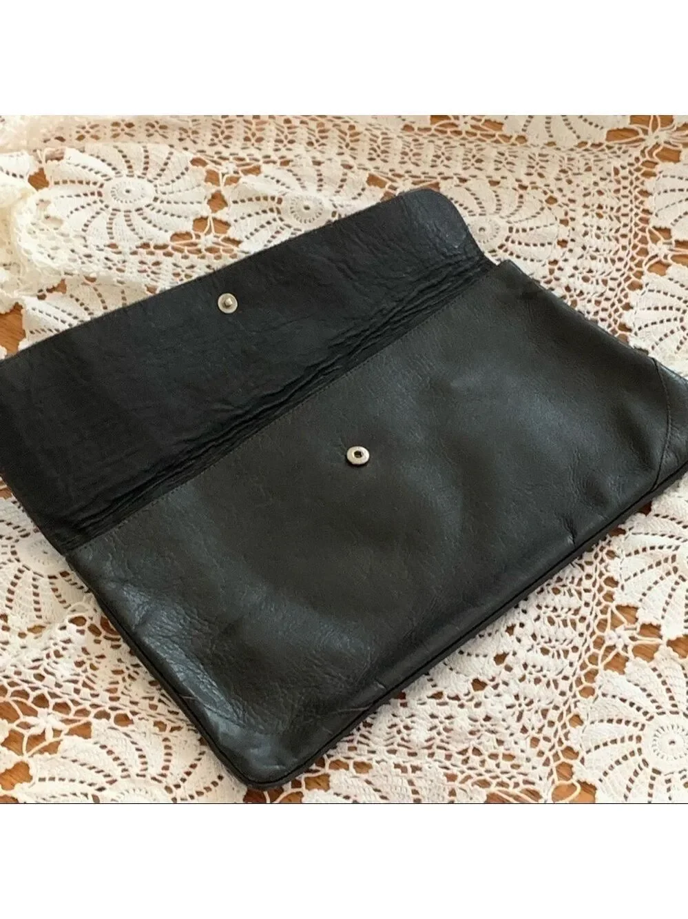 VINTAGE Genuine Leather envelope style clutch evening casual minimalist